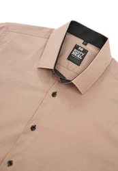 Rusty Neal Langarmhemd mit Krawatte Beige/Braun/Rosa