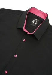 Rusty Neal Langarmhemd mit Krawatte Rosa/Schwarz