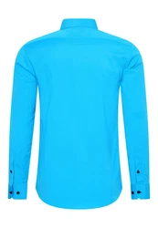Rusty Neal Langarmhemd mit Krawatte Türkis/Blau/Hellblau