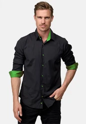 Rusty Neal Langarmhemd Slim-Fit Grün/Türkis/Neonfarben