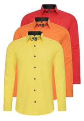 Rusty Neal Langarmhemd Slim-Fit Rot/Dunkelrot