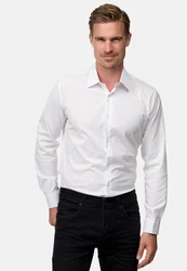 Rusty Neal Langarmhemd mit Weste und Krawatte Creme/Weiß/Rot