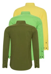 Rusty Neal Langarmhemd Slim-Fit Dunkelgrün/Grün