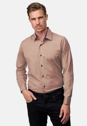 Rusty Neal Langarmhemd mit Weste und Krawatte Beige/Braun