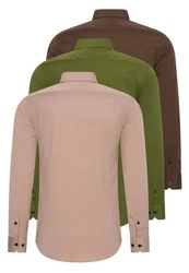 Rusty Neal Langarmhemd Slim-Fit Braun/Dunkelgrün/Khaki/Dunkelbraun