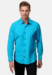 Rusty Neal Langarmhemd Slim-Fit Türkis/Blau