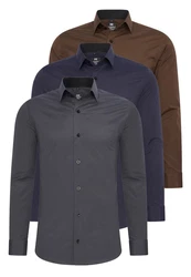 Rusty Neal Langarmhemd Slim-Fit Dunkelblau
