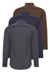 Rusty Neal Langarmhemd Slim-Fit Dunkelblau