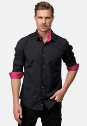 Rusty Neal Langarmhemd mit Weste und Krawatte Rosa/Schwarz/Rot