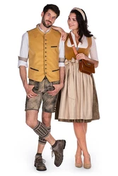 MarJo Trachtenweste Cordweste NICO grau/loden, mustard/loden