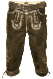 Trachtenlederhose Kniebundlederhose - SCHORSCHI - walnut glossy
