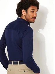 DESOTO Langarmhemd Jerseyhemd Slim Fit Dunkelblau