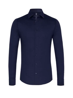 DESOTO Langarmhemd Jerseyhemd Slim Fit Dunkelblau