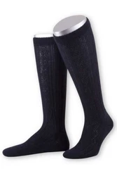 Lusana Trachtensocken Trachten Kniestrümpfe L4910 marine/mittelgrau/tanne (L4910)