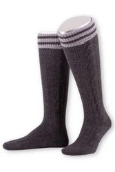 Lusana Trachtensocken Trachten Kniestrümpfe L8995R anthrazit/mittelgrau/marine/natur (L8995R)