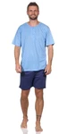 EloModa Capri-Pyjama Herren Pyjama (2 tlg) Blau/Hellblau