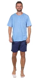 EloModa Capri-Pyjama Herren Pyjama (2 tlg) Blau/Hellblau