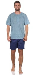 EloModa Capri-Pyjama Herren Pyjama (2 tlg) Blau/Hellblau