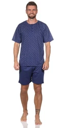 EloModa Capri-Pyjama Herren Pyjama (2 tlg) Blau/Dunkelblau/Hellblau