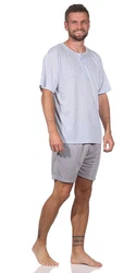 EloModa Capri-Pyjama Herren Pyjama (2 tlg) Grau