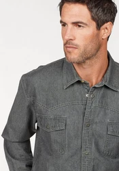 Arizona Jeanshemd Western Stil Dunkelgrau/Hellgrau/Grau