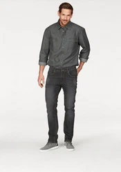 Arizona Jeanshemd Western Stil Dunkelgrau/Hellgrau/Grau