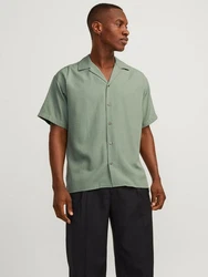 Jack & Jones Kurzarmhemd JPRCCAARON TENCEL RESORT SHIRT Grün/Dunkelgrün/Hellgrün/Khaki