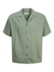 Jack & Jones Kurzarmhemd JPRCCAARON TENCEL RESORT SHIRT Grün/Dunkelgrün/Hellgrün/Khaki