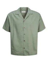 Jack & Jones Kurzarmhemd JPRCCAARON TENCEL RESORT SHIRT Grün/Dunkelgrün/Hellgrün/Khaki