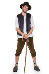 MarJo Trachtenweste Cordweste NICO grau/loden, mustard/loden