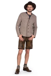 Trachtenstrickjacke Trachten Strickjacke Herren - LORENZ - beige melange, dunkelgrau