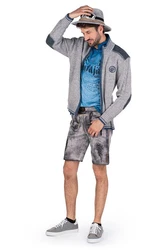 Spieth & Wensky Outdoorjacke Strickjacke Herren BETZBACH denim/hellgrau