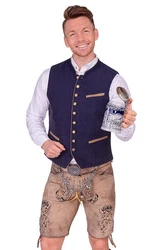 Maddox Trachtenweste Leinenweste OLIVER marine/weinrot