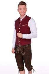 Maddox Trachtenweste Leinenweste OLIVER marine/weinrot