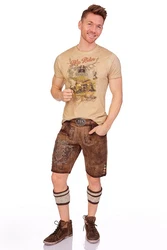MarJo Trachtenshirt Herren HENRICK hellgrau/schlamm