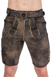 Trachtenlederhose Lederhose Herren kurz - BUCHNER - beige antik/grn