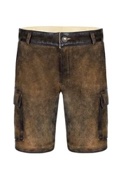 Trachtenlederhose Lederhose Herren kurz - CARGO - braun antik