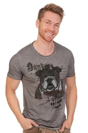 Trachtenshirt Trachtenshirt Herren - HUND - grau