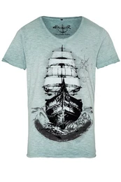 Trachtenshirt Shirt Herren - WINDJAMMER - himmelblau, grau