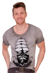 Hangowear Trachtenshirt WINDJAMMER Herren himmelblau/grau