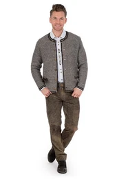 Trachtenstrickjacke Trachten Strickjacke Herren - GANDOLF - naturmeliert, nussmeliert
