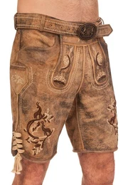 Trachtenlederhose Lederhose Herren kurz - KOBEL - hellbraun