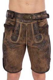Trachtenlederhose Lederhose Herren kurz - EBELSBACH - camel rustic