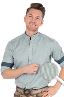 Maddox Trachtenhemd TANJO pale denim/salbeigrün
