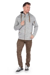 Outdoorjacke Strickfleecejacke Herren - RAMON - braun, hellgrau melange