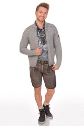 Spieth & Wensky Trachtenstrickjacke Herren MERZEN hellgrau/jeansblau