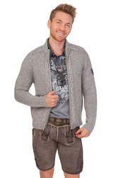 Spieth & Wensky Trachtenstrickjacke Herren MERZEN hellgrau/jeansblau