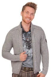Trachtenstrickjacke Strickjacke Herren - MERZEN - hellgrau, jeansblau