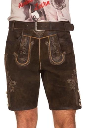 Trachtenlederhose Lederhose Herren kurz - SCHORSCH - dunkelbraun