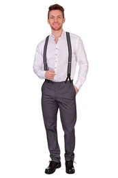 Trachtenlederhose Stresemannhose - ASCHAU - grau